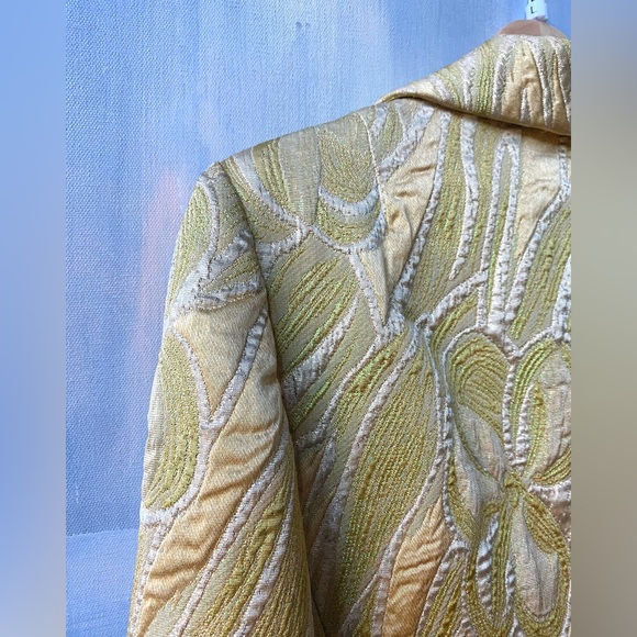 VINTAGE 60s/70s Yellow Brocade Floral Tapestry Jacket Blazer Coat - Picture 3 of 7